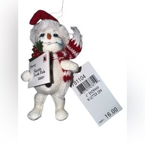 Vintage Annalee 4” Snowman with Letter Ornament